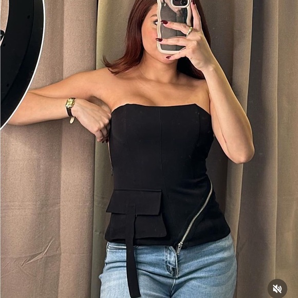 ZARA STRAPLESS ZIPPER BUSTIER TOP - Picture 10 of 12